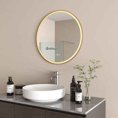 Radiant Aura Brushed Bronze Round LED Mirror 645mm