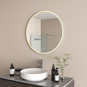 Radiant Aura Brushed Nickel Round LED Mirror 845mm