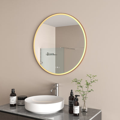 Radiant Aura Brushed Bronze Round LED Mirror 795mm