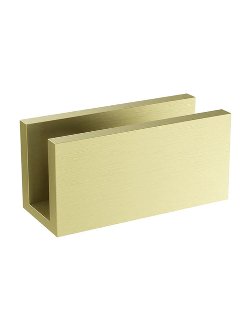 Gold metal magazine holder on a white background