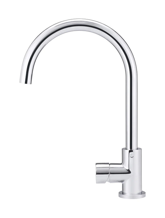 Meir Round Gooseneck Kitchen Mixer Tap with Pinless Handle - Chrome