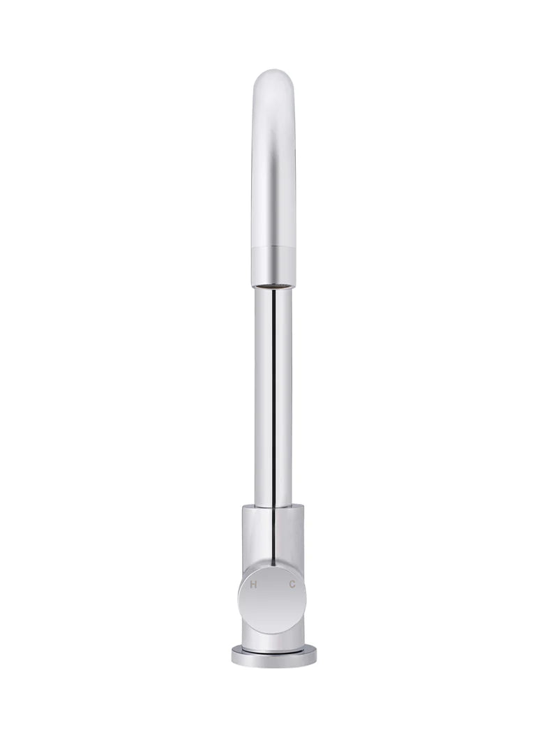 Meir Round Gooseneck Kitchen Mixer Tap with Pinless Handle - Chrome