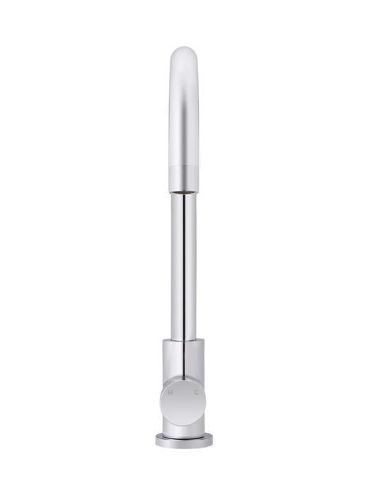 Meir Round Gooseneck Kitchen Mixer Tap with Pinless Handle - Chrome