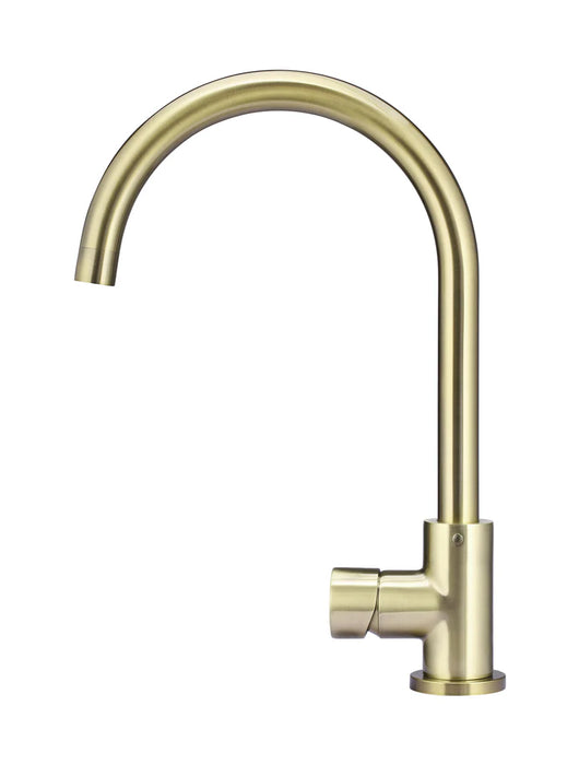 Meir Round Gooseneck Kitchen Mixer Tap with Pinless Handle - Tiger Bronze