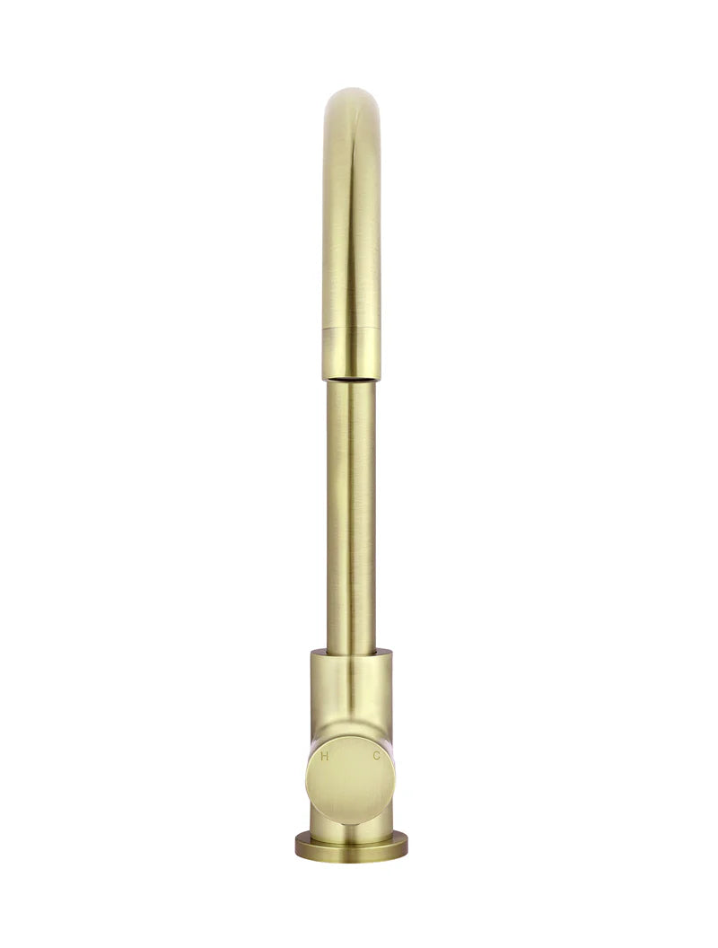 Meir Round Gooseneck Kitchen Mixer Tap with Pinless Handle - Tiger Bronze