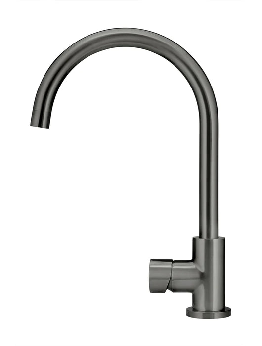 Meir Round Gooseneck Kitchen Mixer Tap with Pinless Handle - Gunmetal