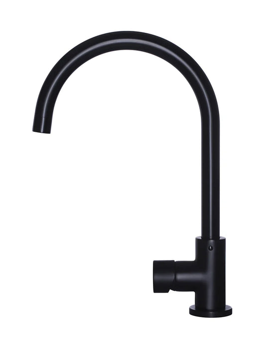 Meir Round Gooseneck Kitchen Mixer Tap with Pinless Handle - Matte Black