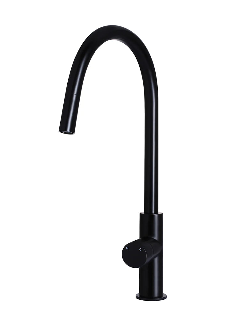 Meir Round Pinless Piccola Pull Out Kitchen Mixer Tap - Matte Black