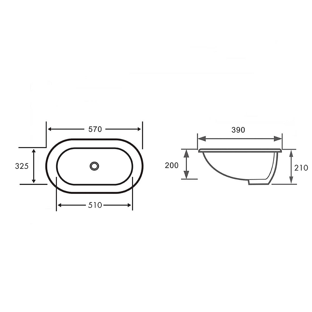 Turner Hastings Narva 57x 39 Undercounter Pill Basin - Matte White