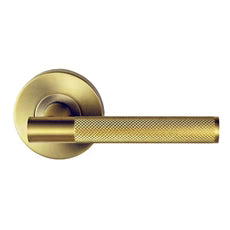 Nidus Knurled Domici Privacy Door Handle Set Satin Brass