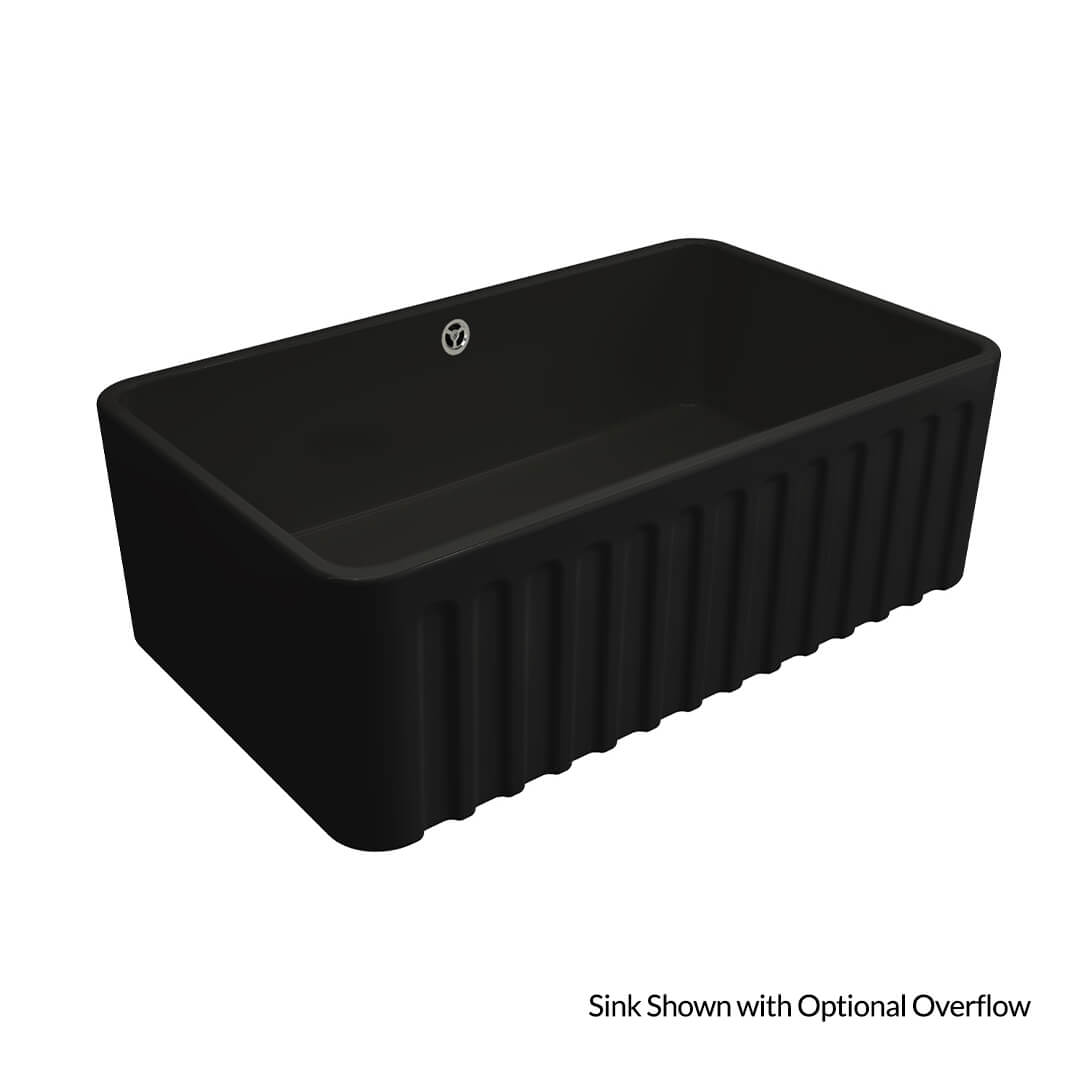 Turner Hastings Novi 75 x 46 Fine Fireclay Matte Black Farmhouse Butler Sink