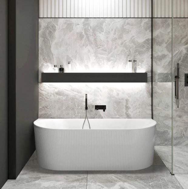 Noosa Back To Wall Multi-Fit Bath 1500mm Matte White