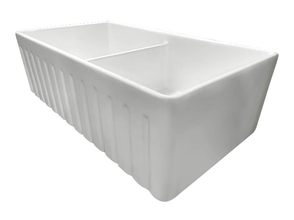 Turner Hastings Novi 84 x 46 Fine Fireclay Matte White Farmhouse Butler Sink