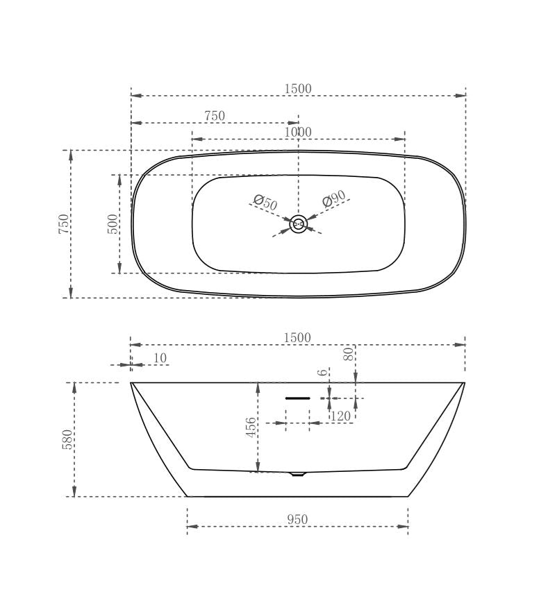 Rec Slimline Bath