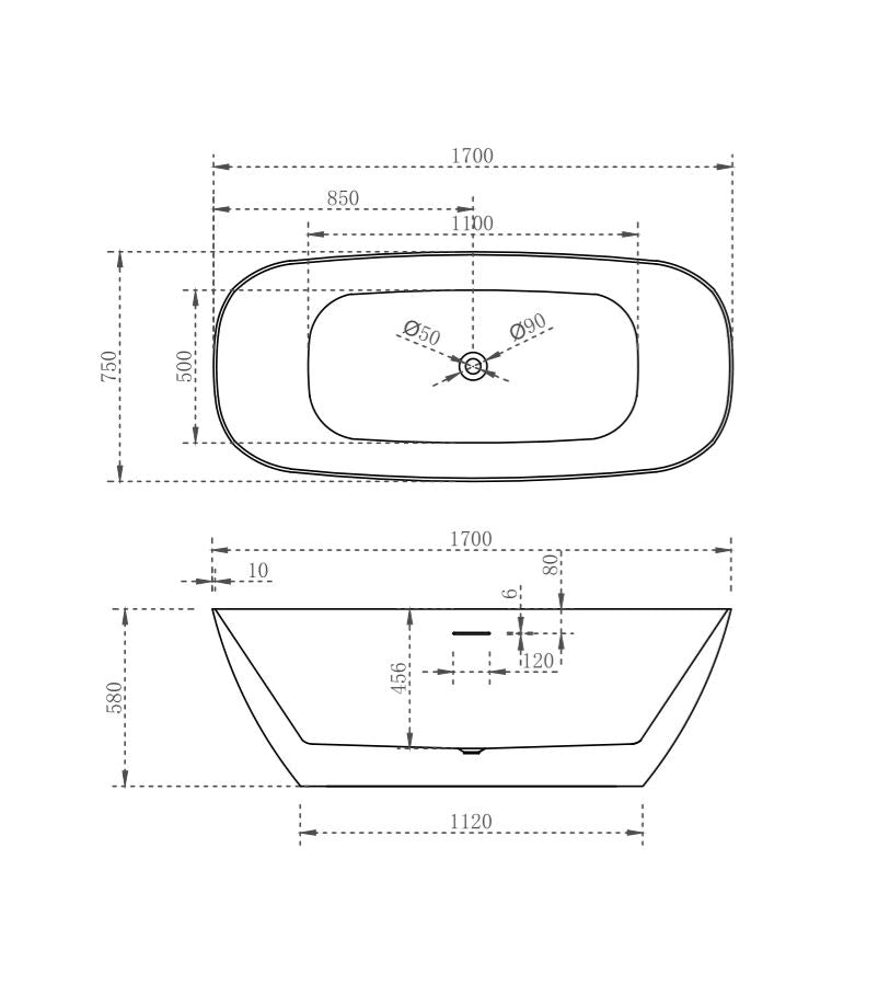 Rec Slimline Bath
