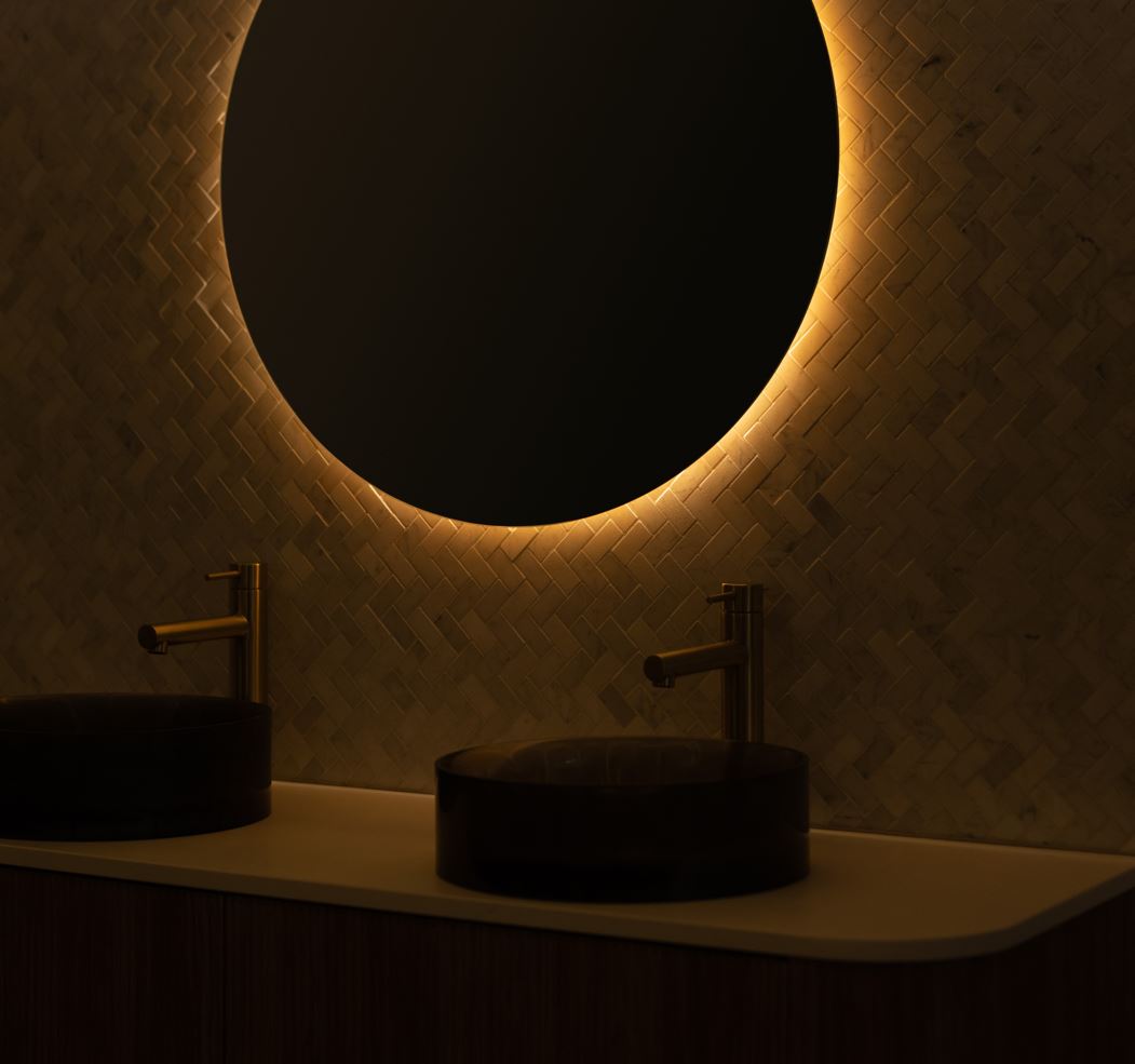 Basin Labs Powder Round Halo Mirror