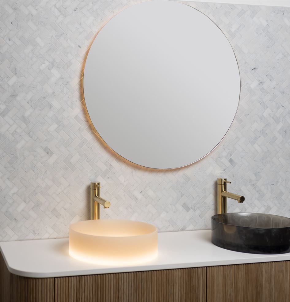 Basin Labs Powder Round Halo Mirror