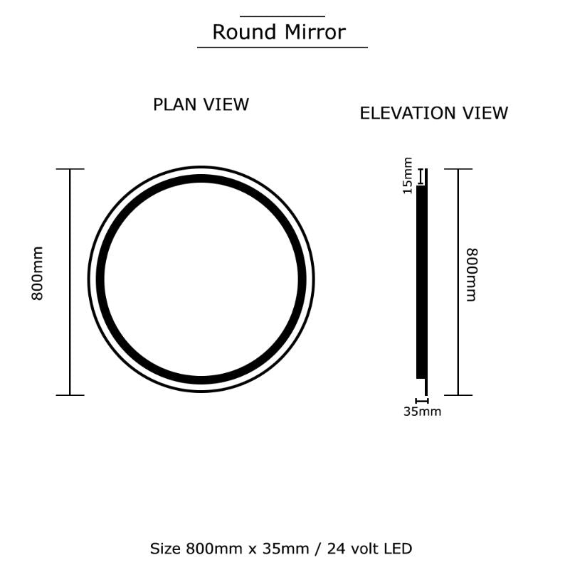 Basin Labs Powder Round Halo Mirror