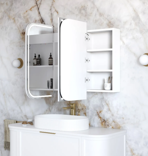 LED Newport 1200(W)x750(H) White Shaving Cabinet - Premium Edition
