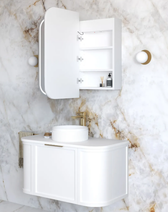 LED Newport 900(W)x750(H) White Shaving Cabinet - Premium Edition