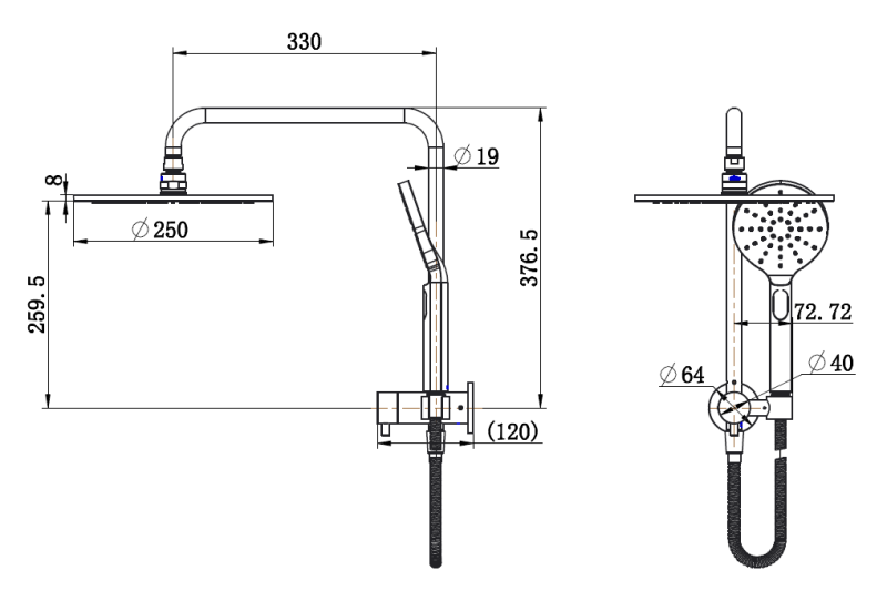 Modern National Star Compact Half Shower Column Set Antique Brass