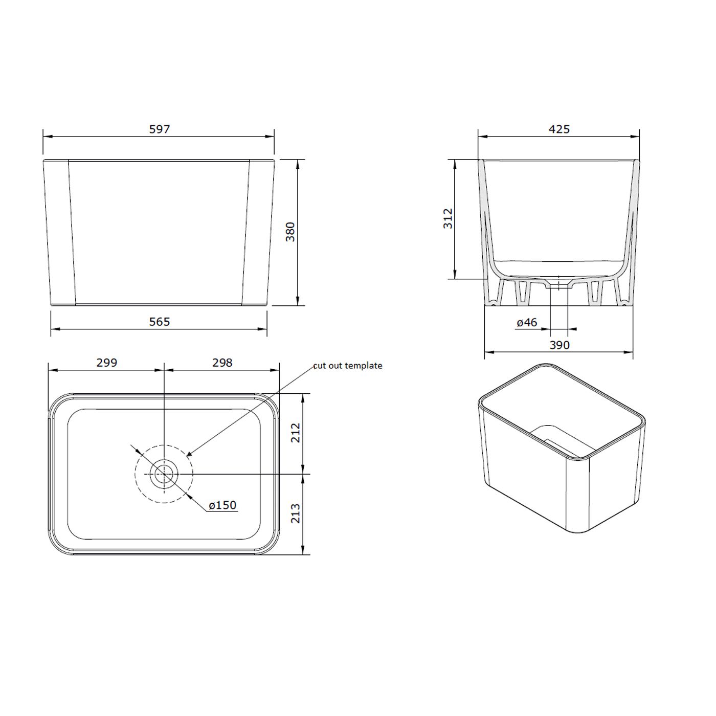 Turner Hastings Tribo 60 X 42 Fine Fireclay Sink