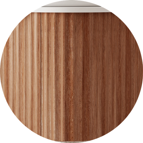 V-Groove Walnut Oak Curved Wall Hung Vanity