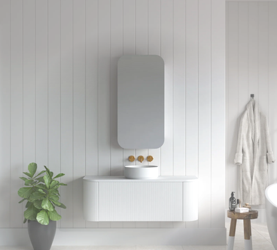Mimi White Fluted Wall Hung Vanity Unit