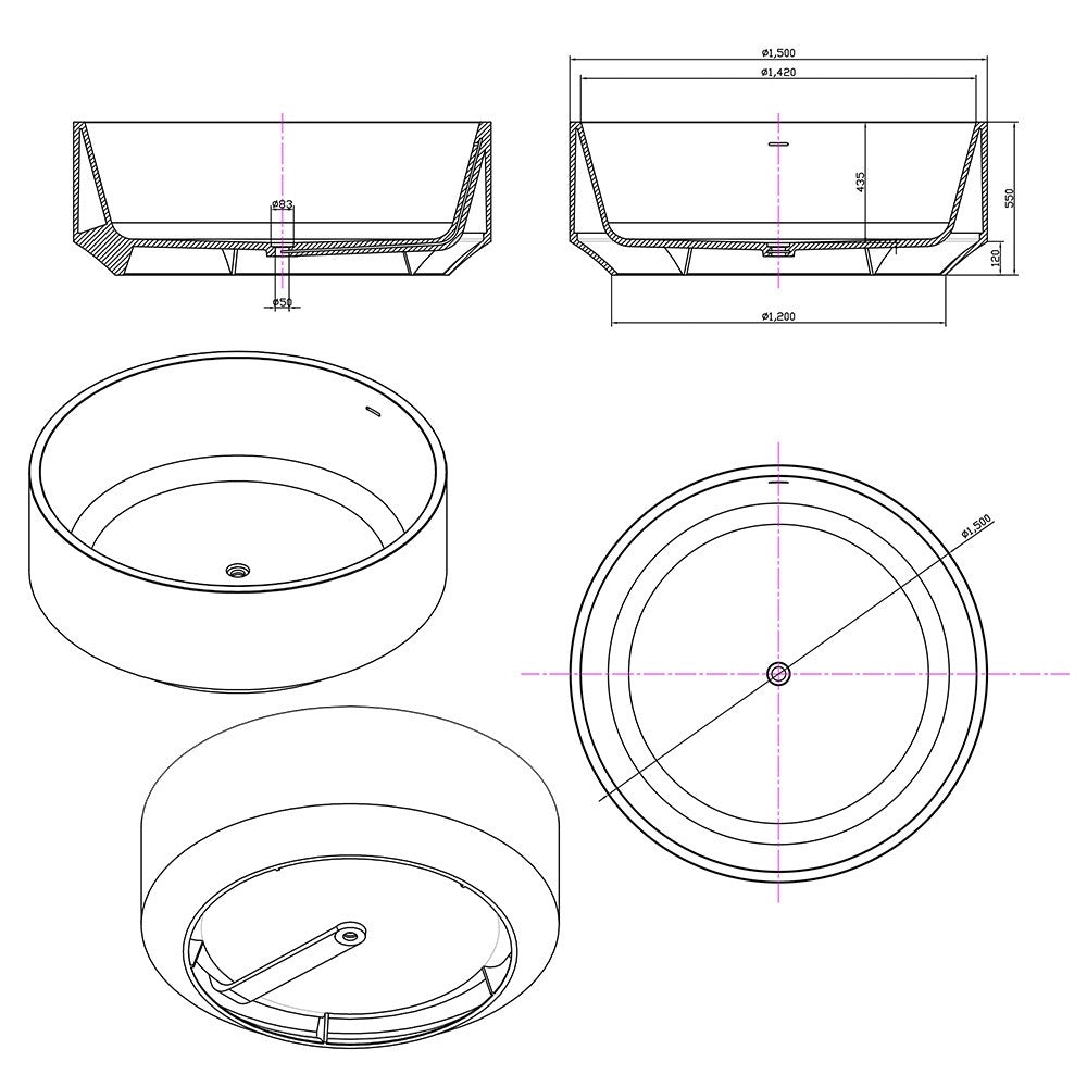 Venn 1500 Round Solid Surface Bath