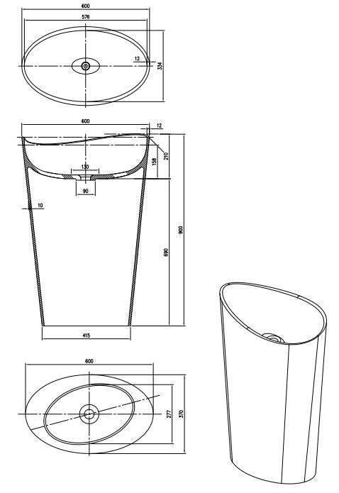Pietra Bianca Wave Freestanding Basin