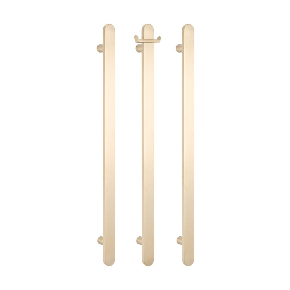 Non Heated Vertical flat bar towel rail 50 x 930mm WARM Brushed Nickel