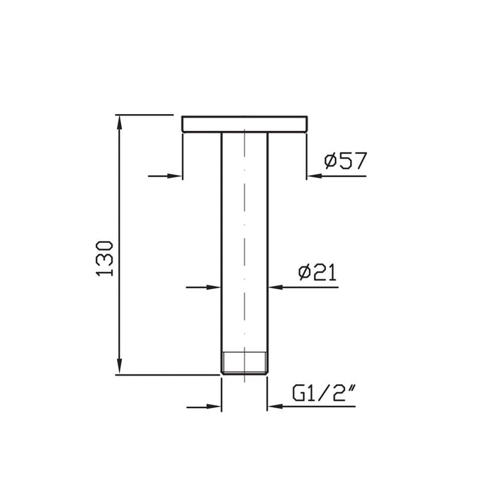 Zucchetti ceiling mounted shower arm - 130mm - round cover plate Chrome