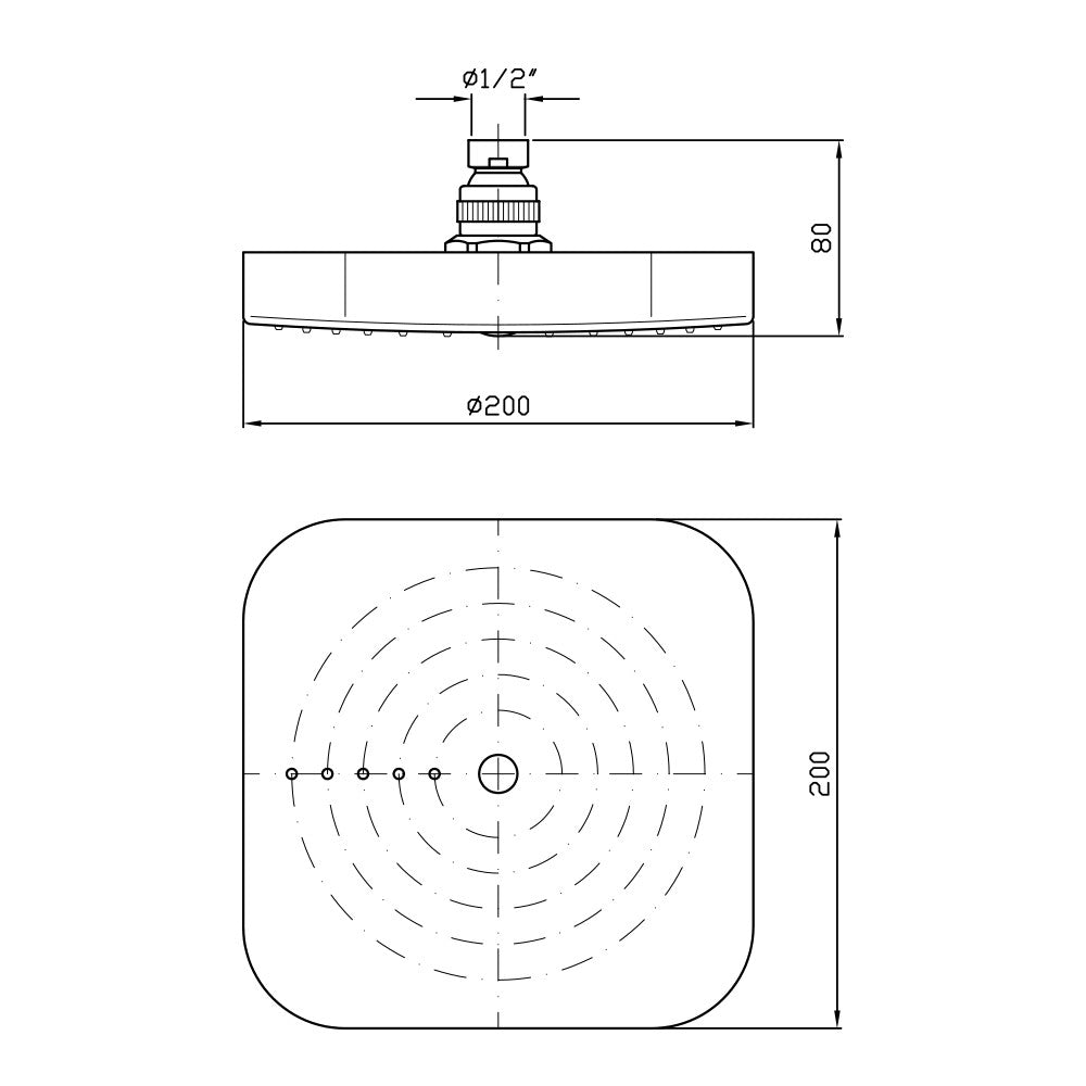 Zucchetti 200 x 200mm Shower Head