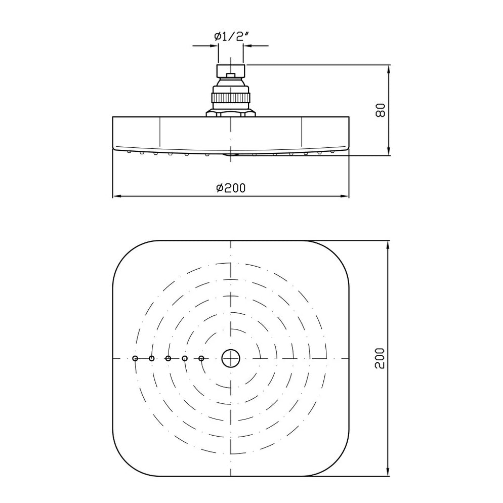 Zucchetti 200 x 200mm Shower Head — Designer Bathware