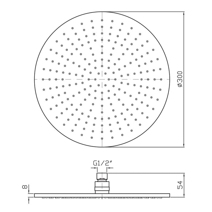 Zucchetti 300mm round showerhead Chrome