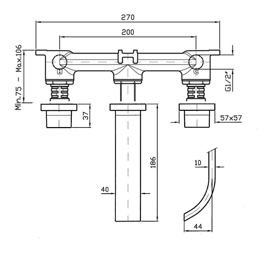 Aguablu Wall Mount Basin Set