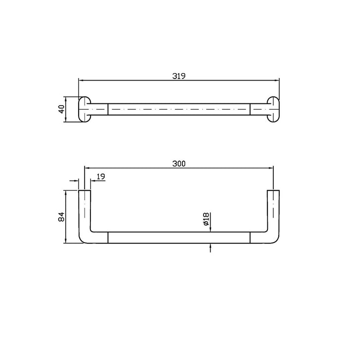 MedaMeda 300mm single towel rail Chrome