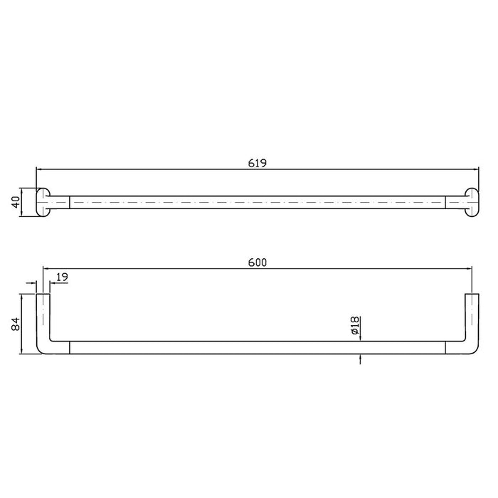 MedaMeda 600mm single towel rail Chrome