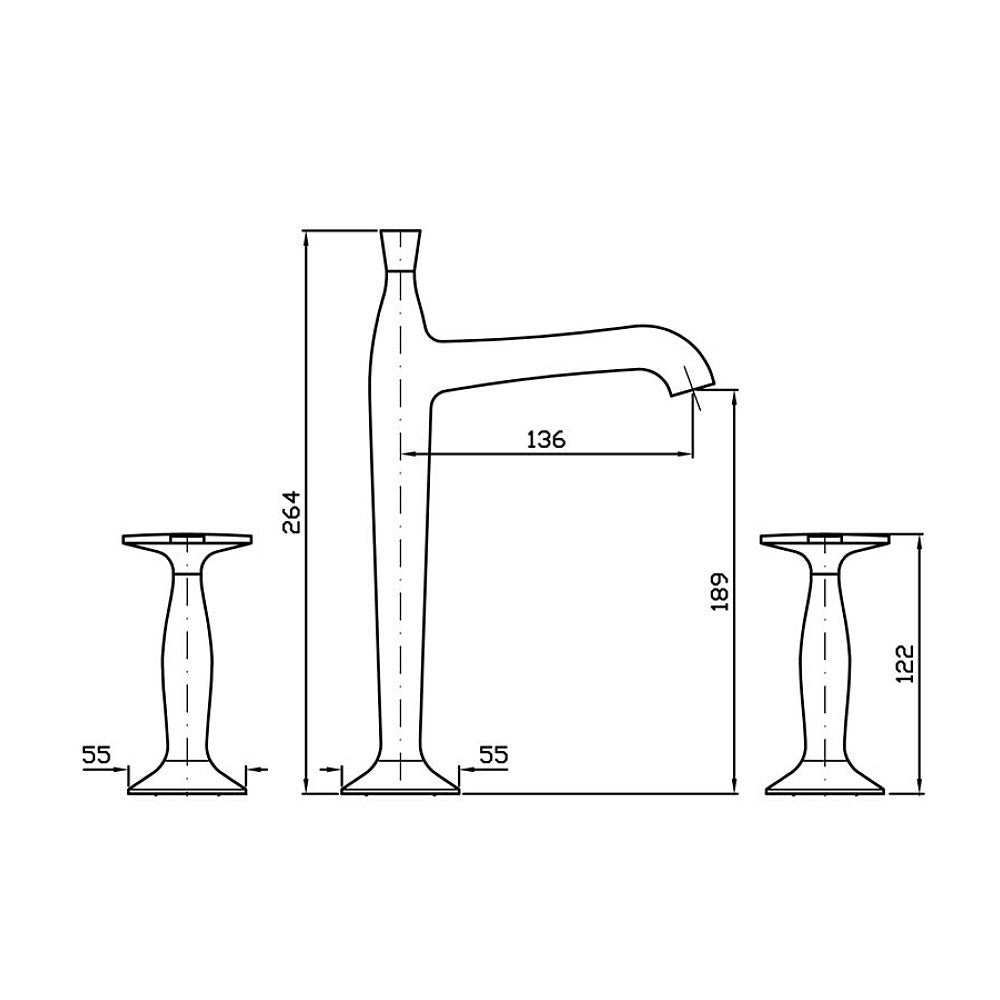Bellagio Wall Mount Basin Tap Set