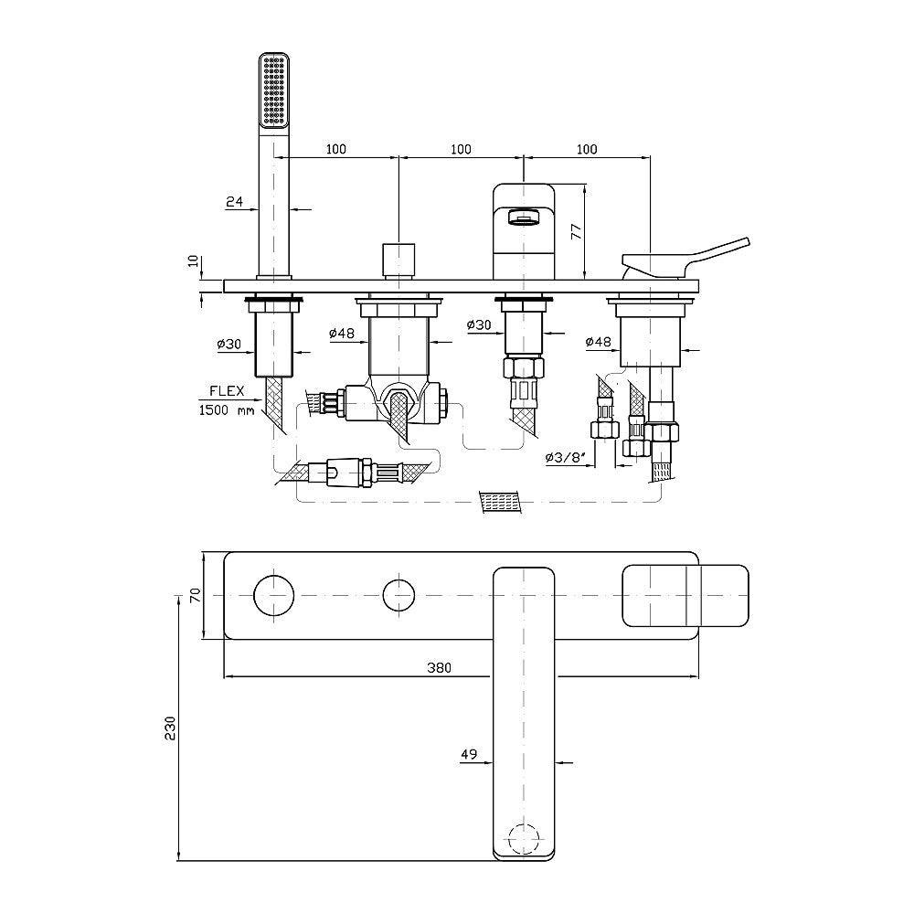 Soft Hob Mount Mixer Bath Set