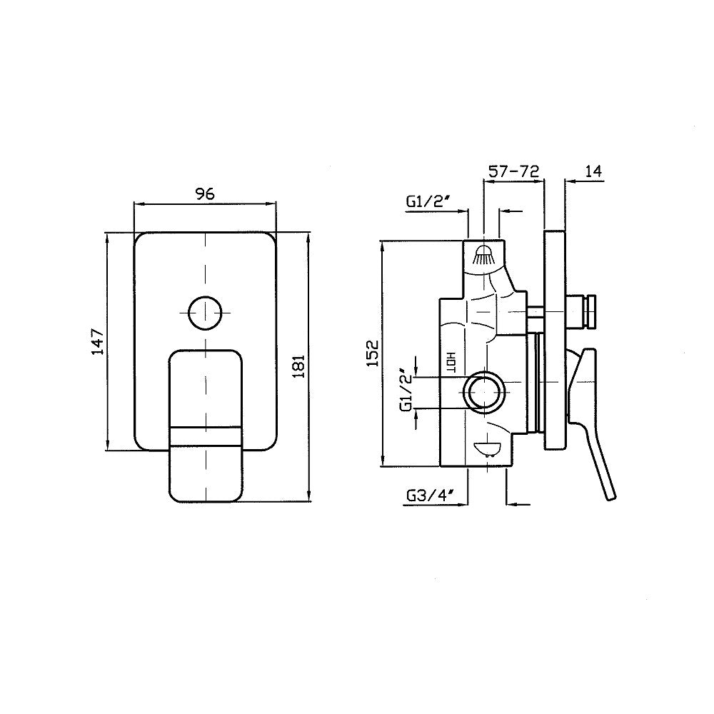 Soft Bath/Shower Mixer With Diverter