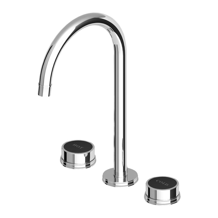 Savoir Basin Set High Spout Embossed Flange Chrome + Lacquer