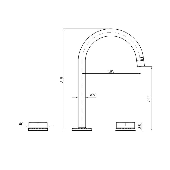 Savoir Basin Set High Spout Embossed Flange Chrome + Lacquer