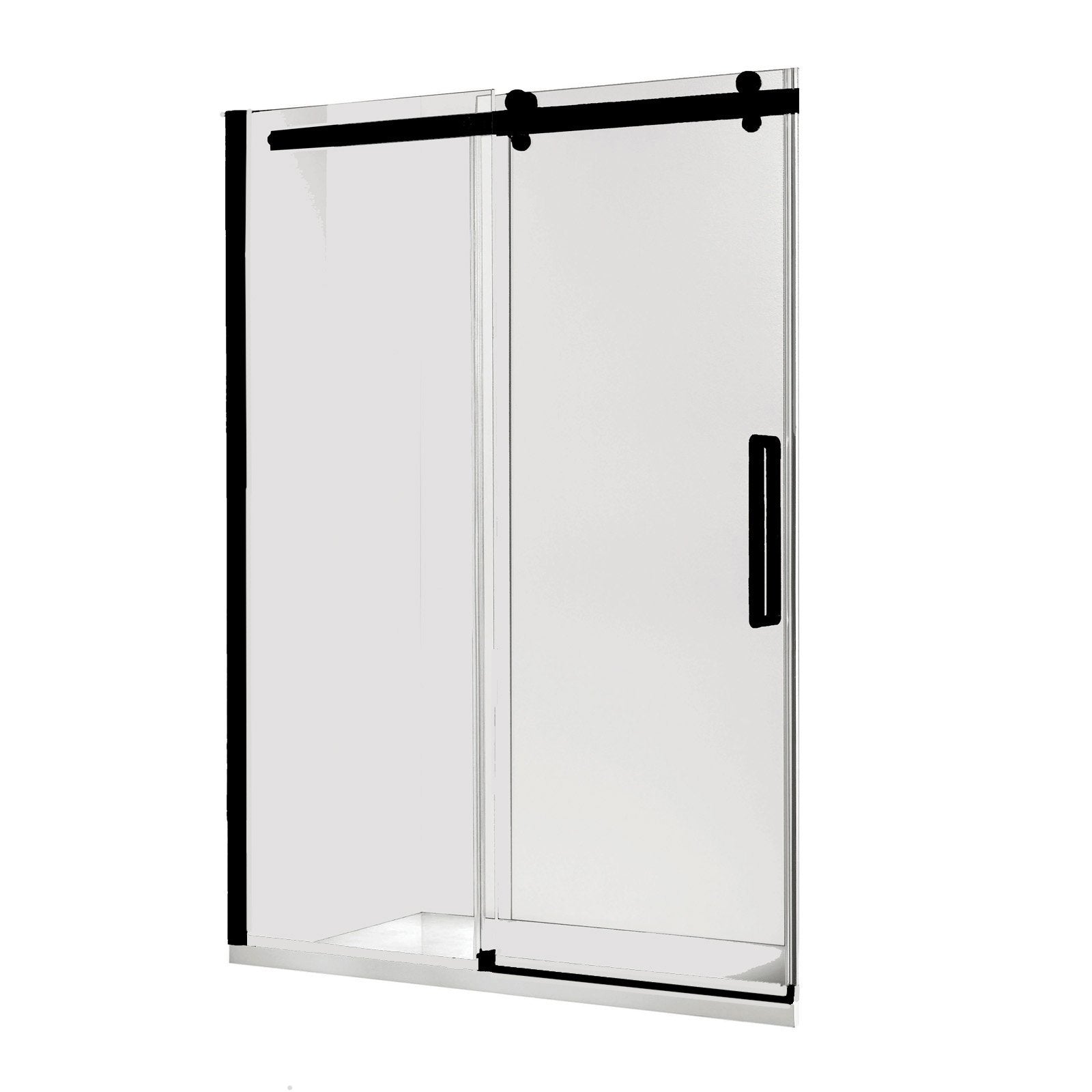 Euro Frameless Sliding Shower Screen Front Only 1470 Black