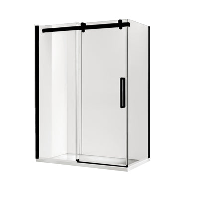 Frameless Sliding Shower Screen Front & Return 1470 Black
