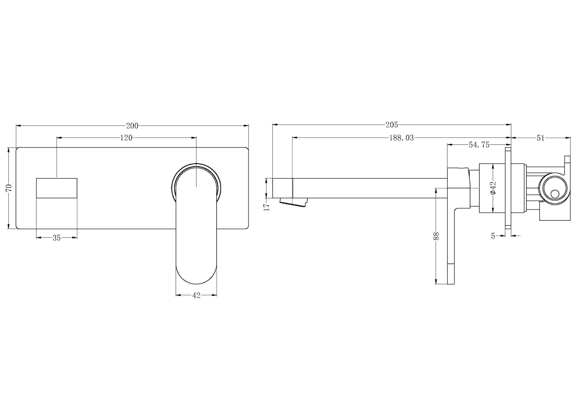 Ecco Wall Basin Mixer - Designer Bathware