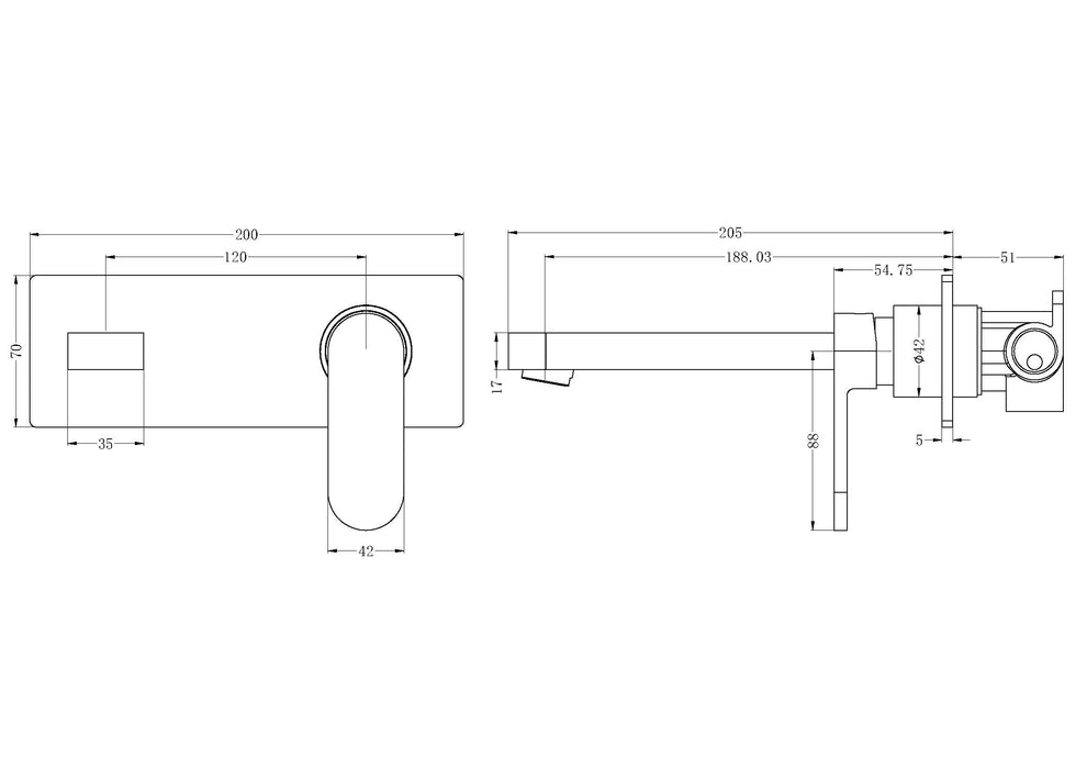 Ecco Wall Basin Mixer - Designer Bathware