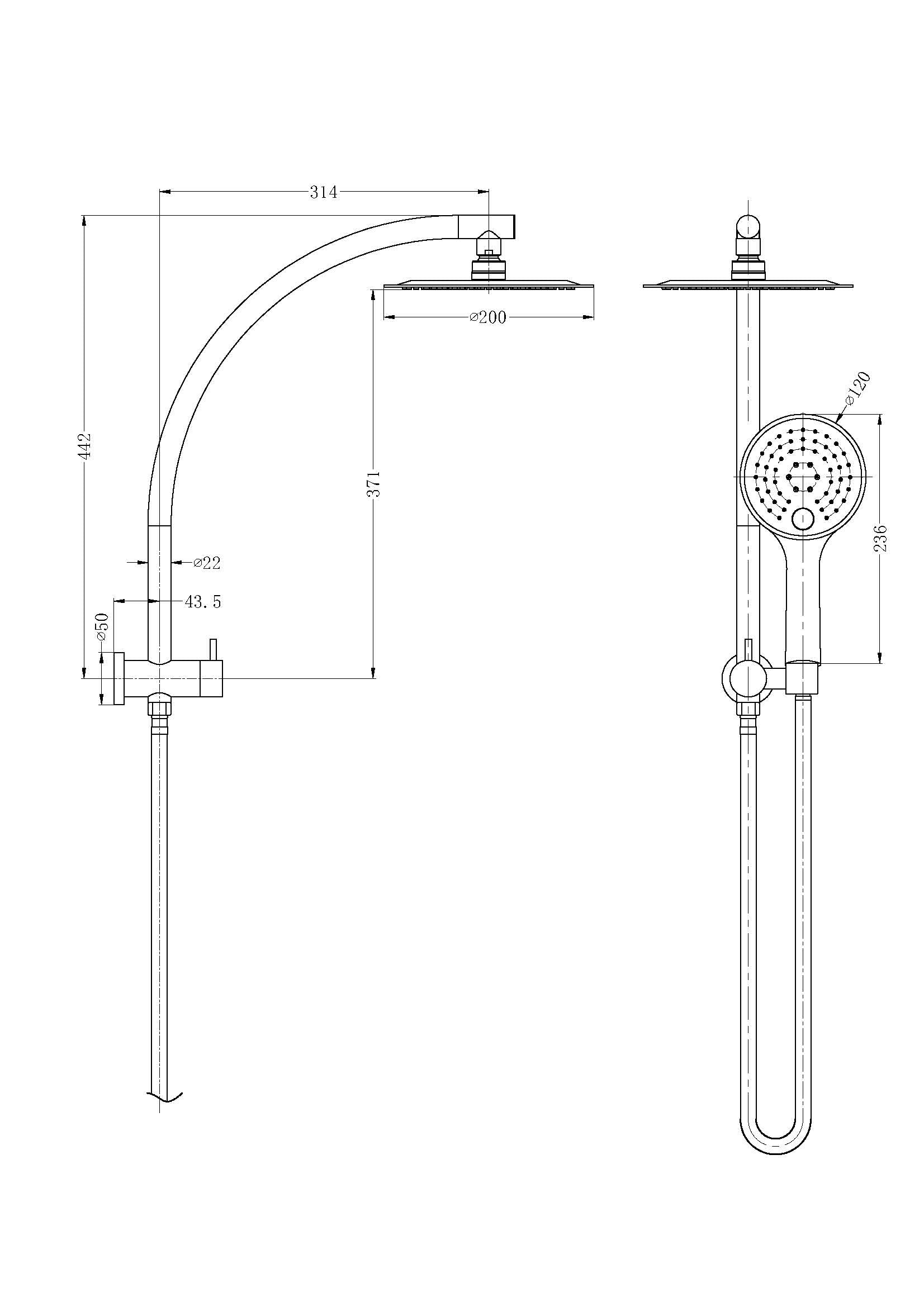 Dolce 2 in 1 Shower - Designer Bathware