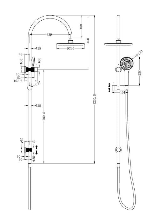 Opal Twin Shower Set with Air Shower - Designer Bathware