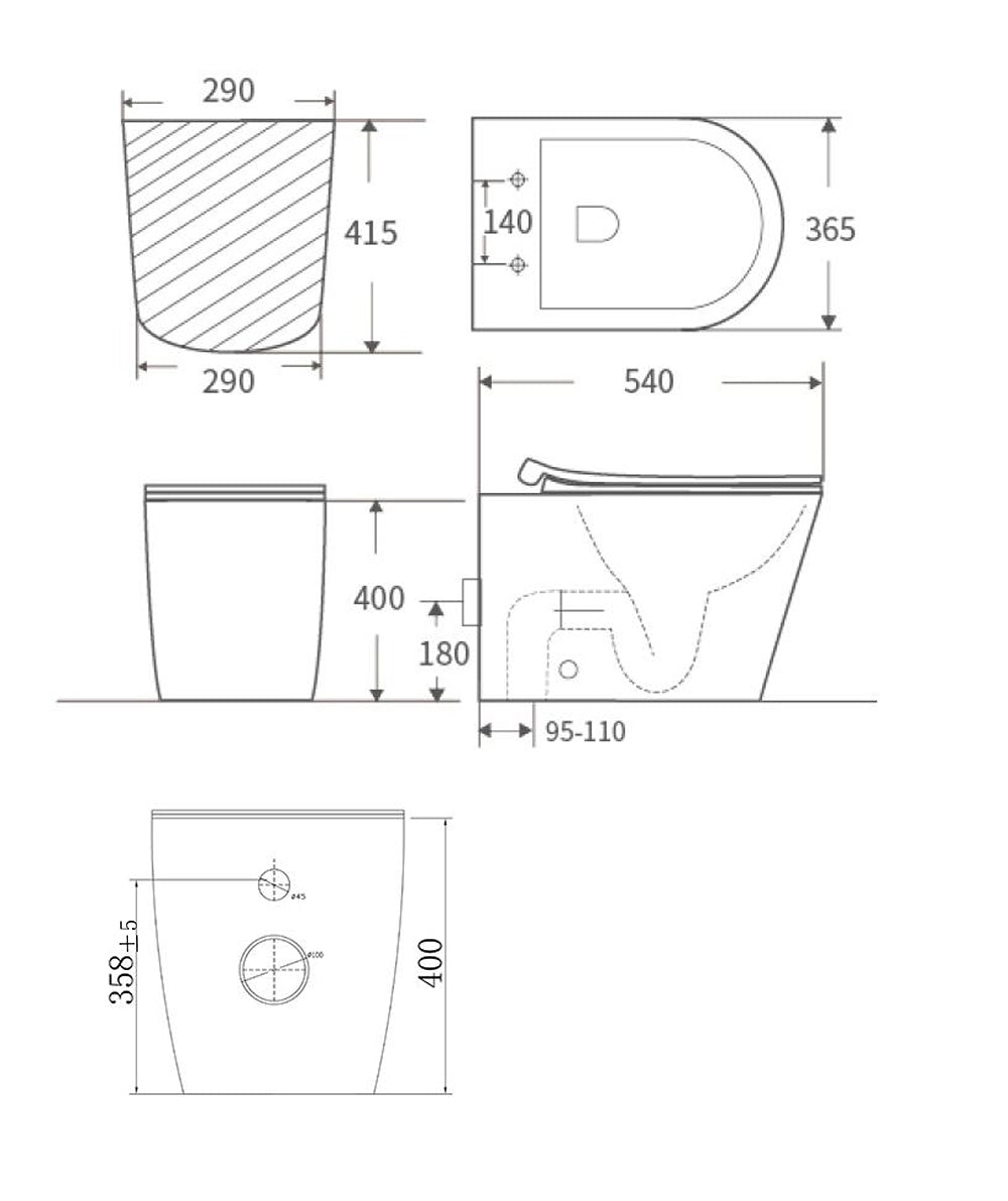 BNK RIMLESS MATTE WHITE WALL FACED TOILET PAN - Designer Bathware